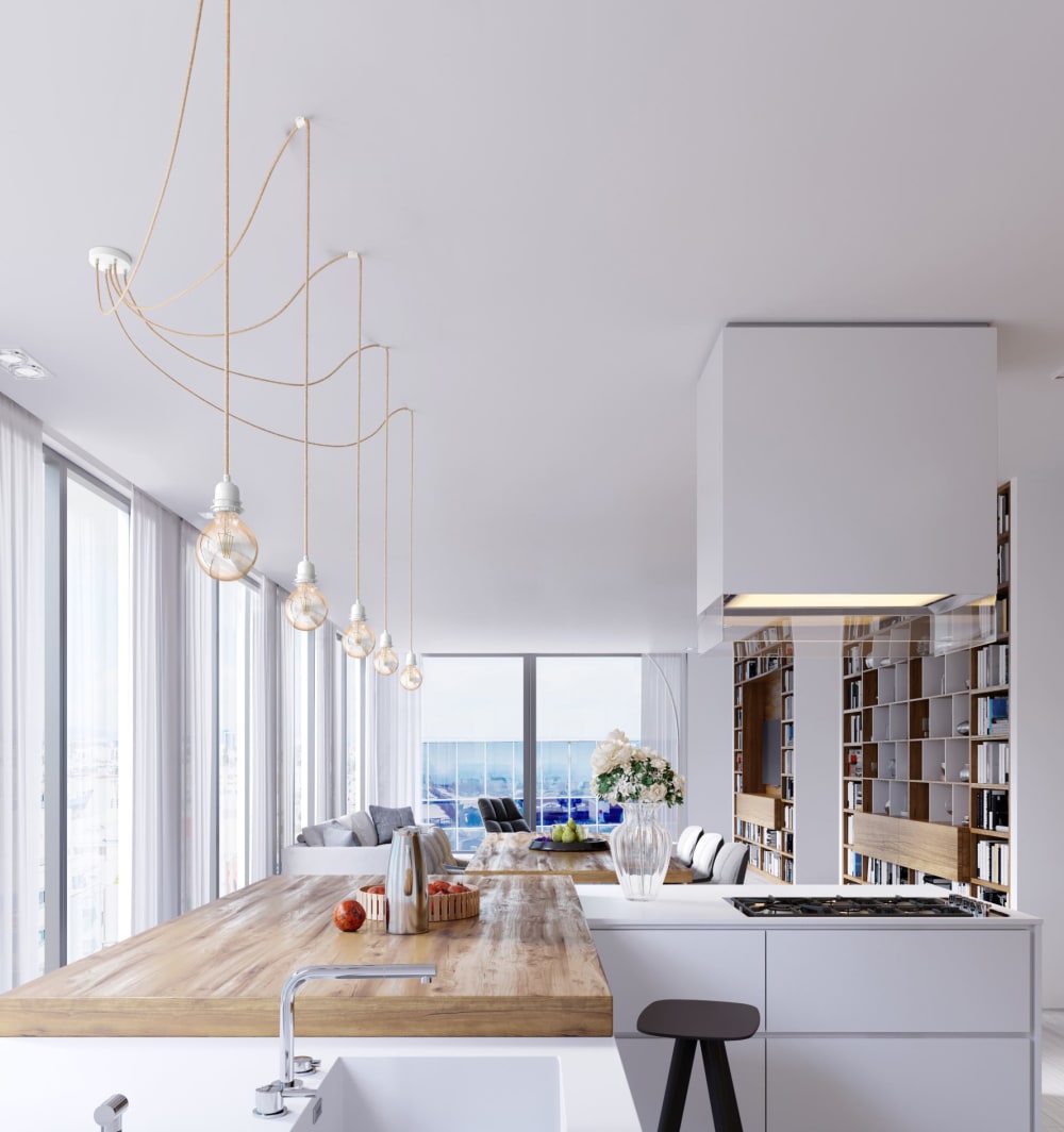 Suspension corde 5 cordons tissés ficelle blanc 2.5m