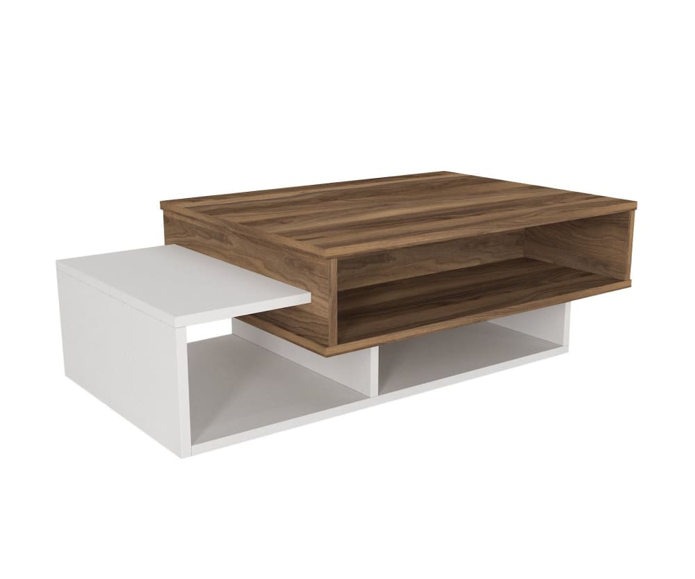 Table basse asymétrique bois blanc et naturel - Maisons du Monde