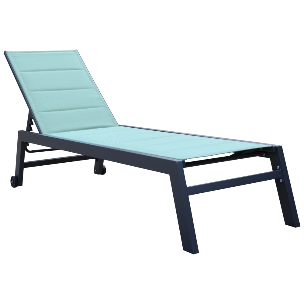 Bain de soleil en textilène vert d'eau et aluminium anthracite