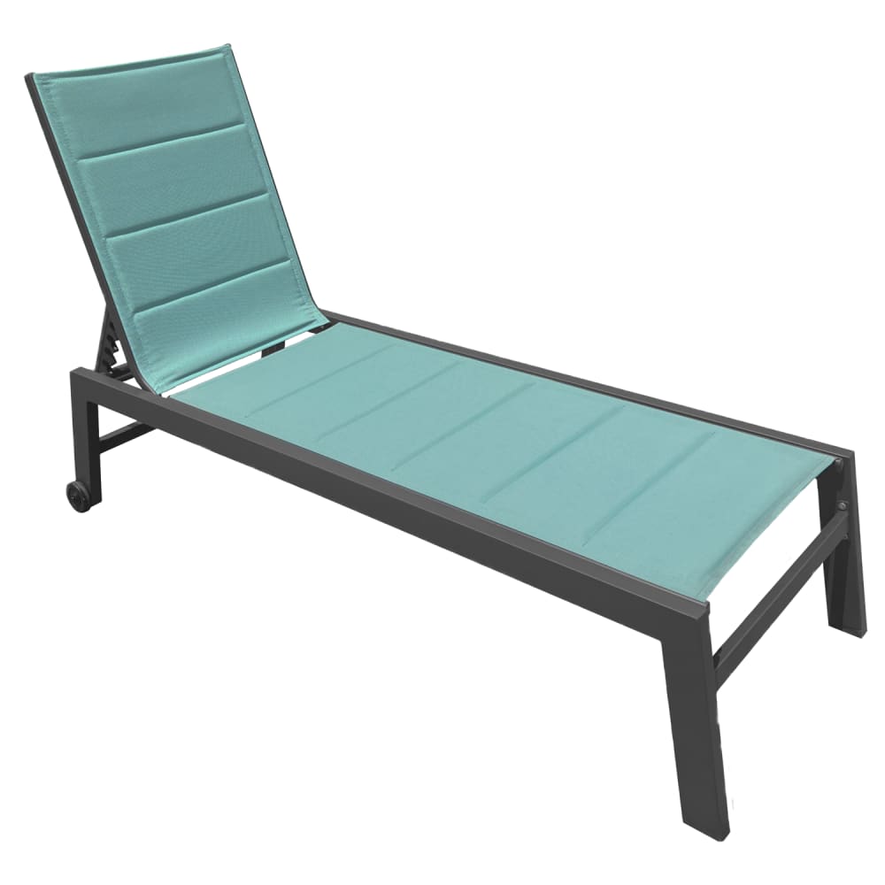 Bain de soleil en textilène vert d'eau et aluminium anthracite - Maisons du Monde
