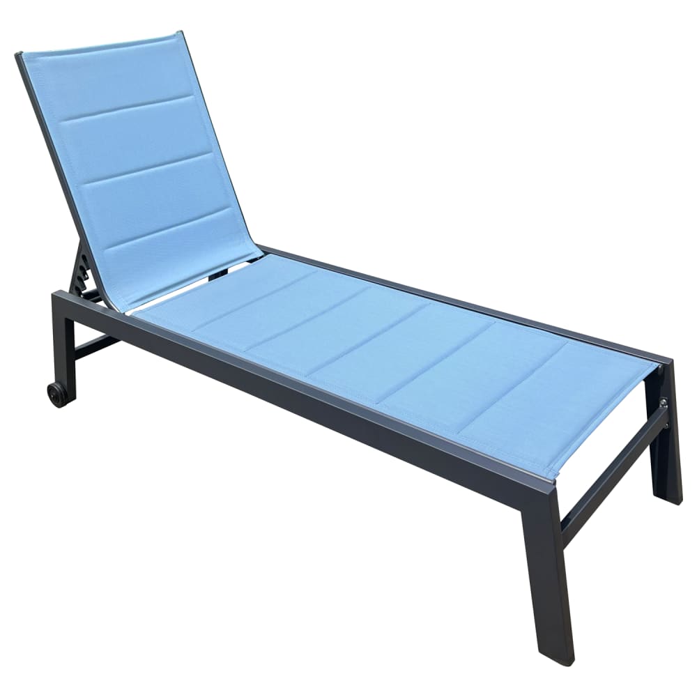 Bain de soleil en textilène bleu gris et aluminium anthracite - Maisons du Monde