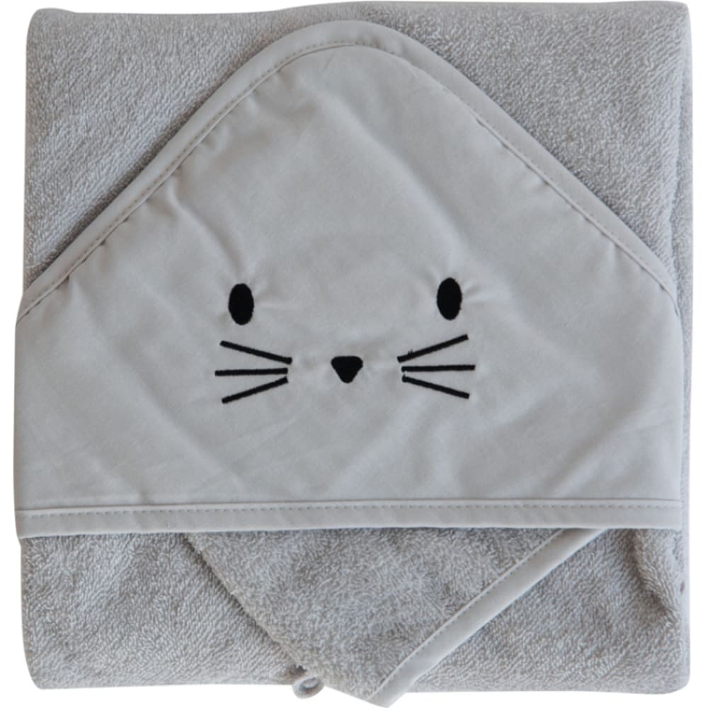 Domiva Cape de bain + gant chat gris perle (75 x 75 cm) style contemporain Gris Coton - 75x75x0cm