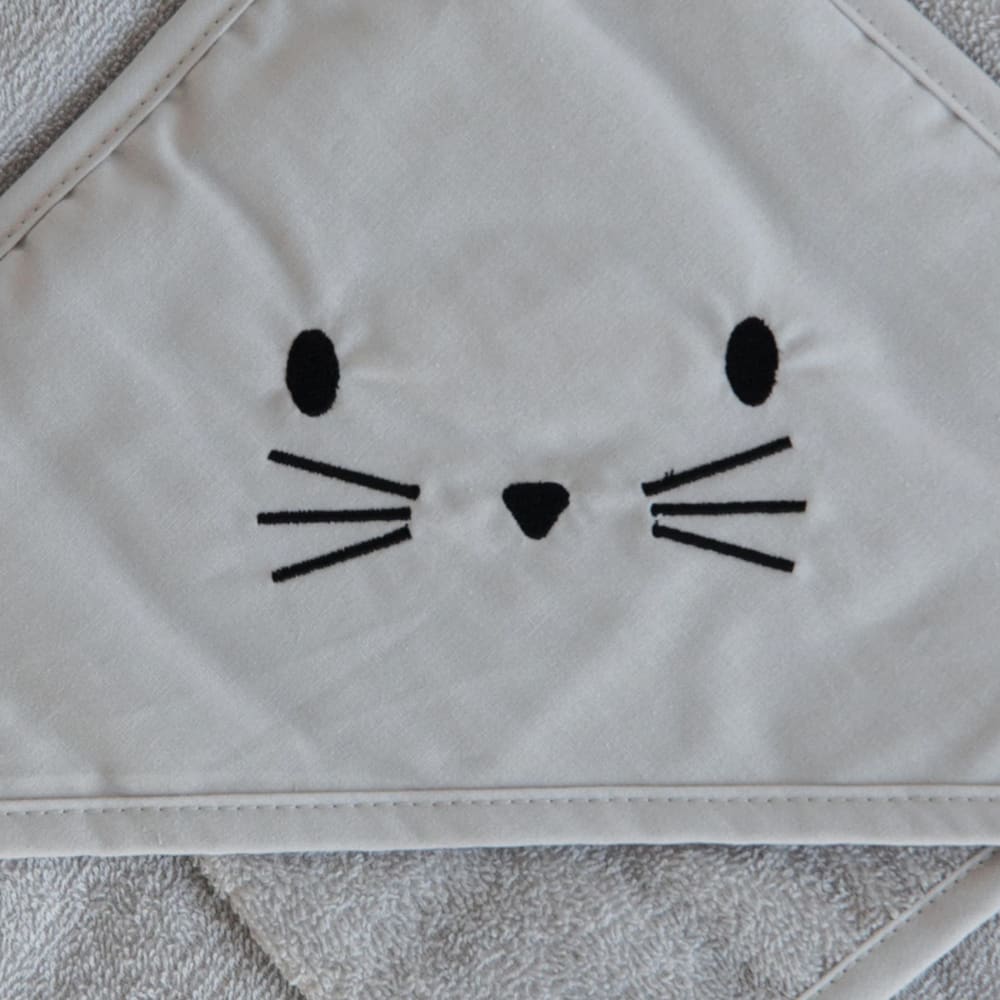 Cape de bain + gant chat gris perle (75 x 75 cm) - Maisons du Monde