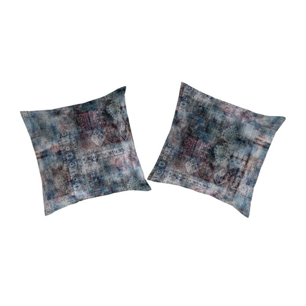 2 taies d'oreiller en coton bicolore 65x65
