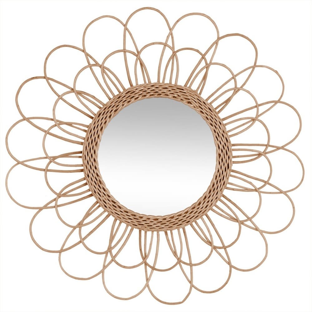 Miroir en rotin fleur D56cm