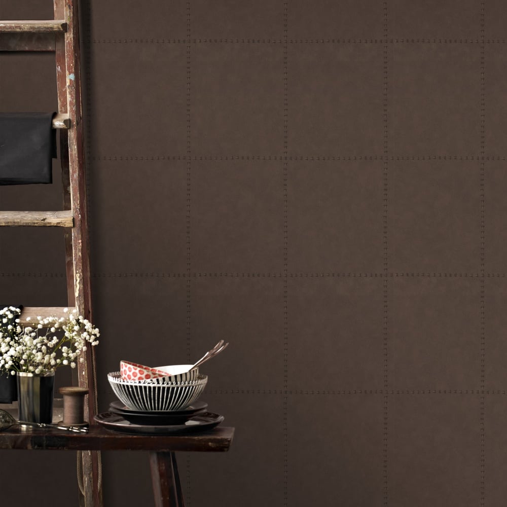 Papier peint effet cuir marron 1000x53cm