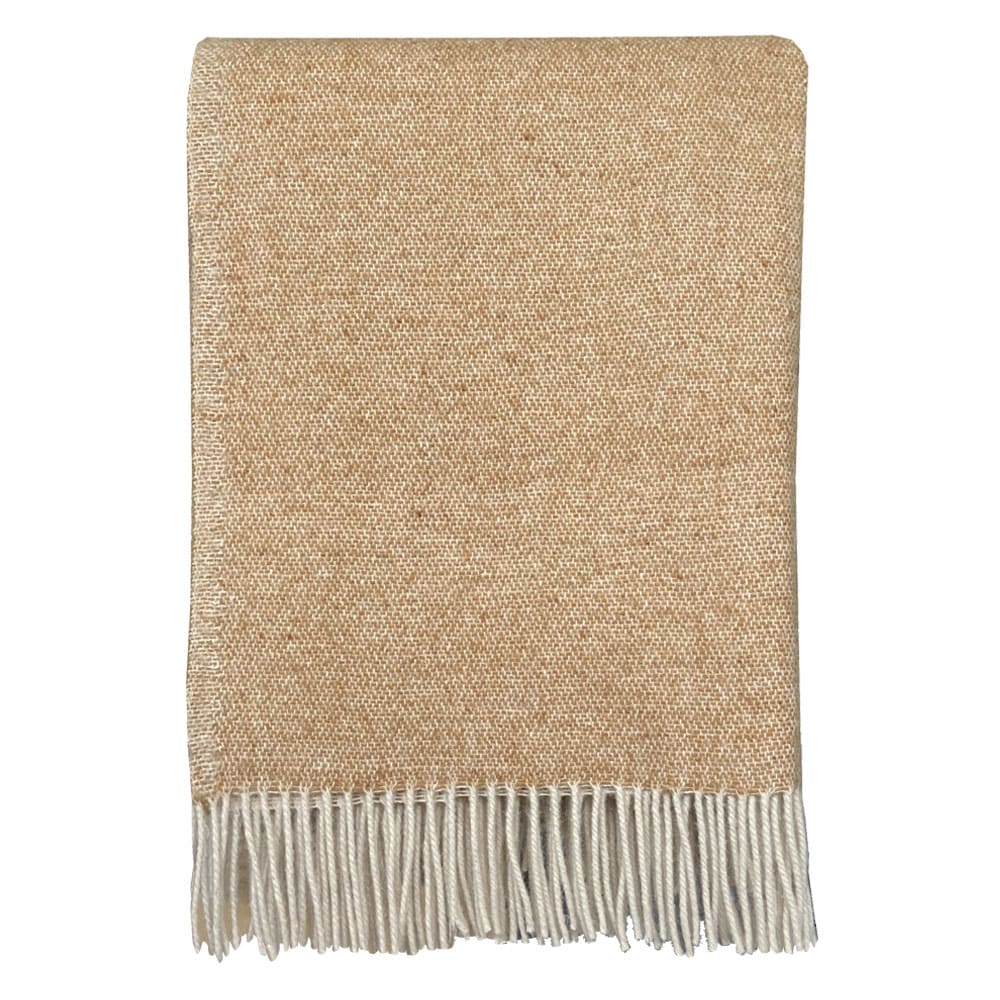 Coperta double face in lana riciclata beige cammello 131x170 -