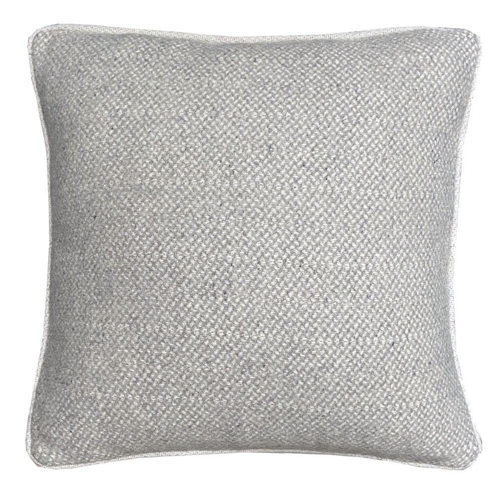 Coussin carré laine recyclée structure gris naturel 50x50