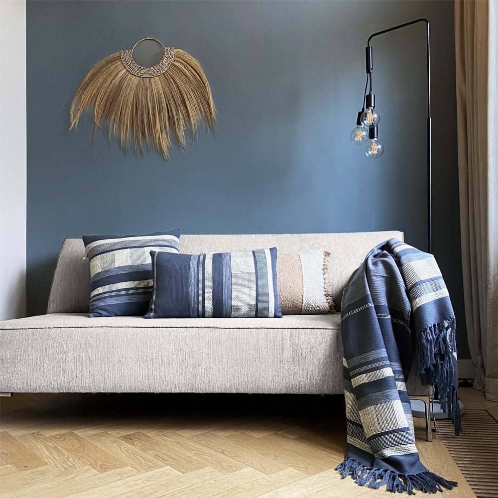 Plaid texture bleu nuit 125x150