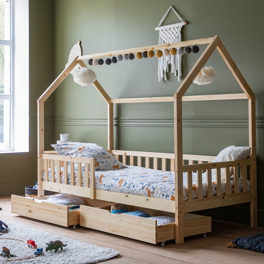Letto a cabina per bambini con cassetti 190x90cm in legno - Modello Esotico - LEGNO