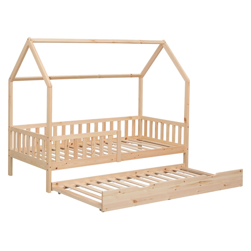 Lit cabane gigogne pour enfant 190x90cm en bois (Happy Garden) - Image 2