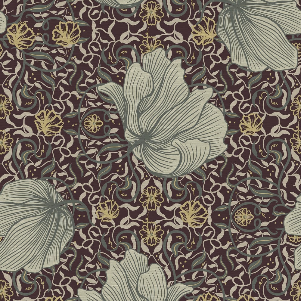 Papier peint fleur vayen bordeaux 1005x52cm — vue 3