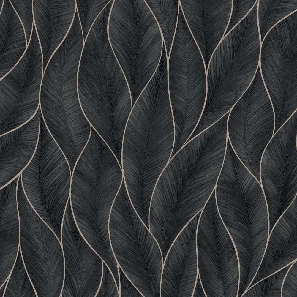 Papier peint mur feuillage anthracite 1005x52cm — vue 3