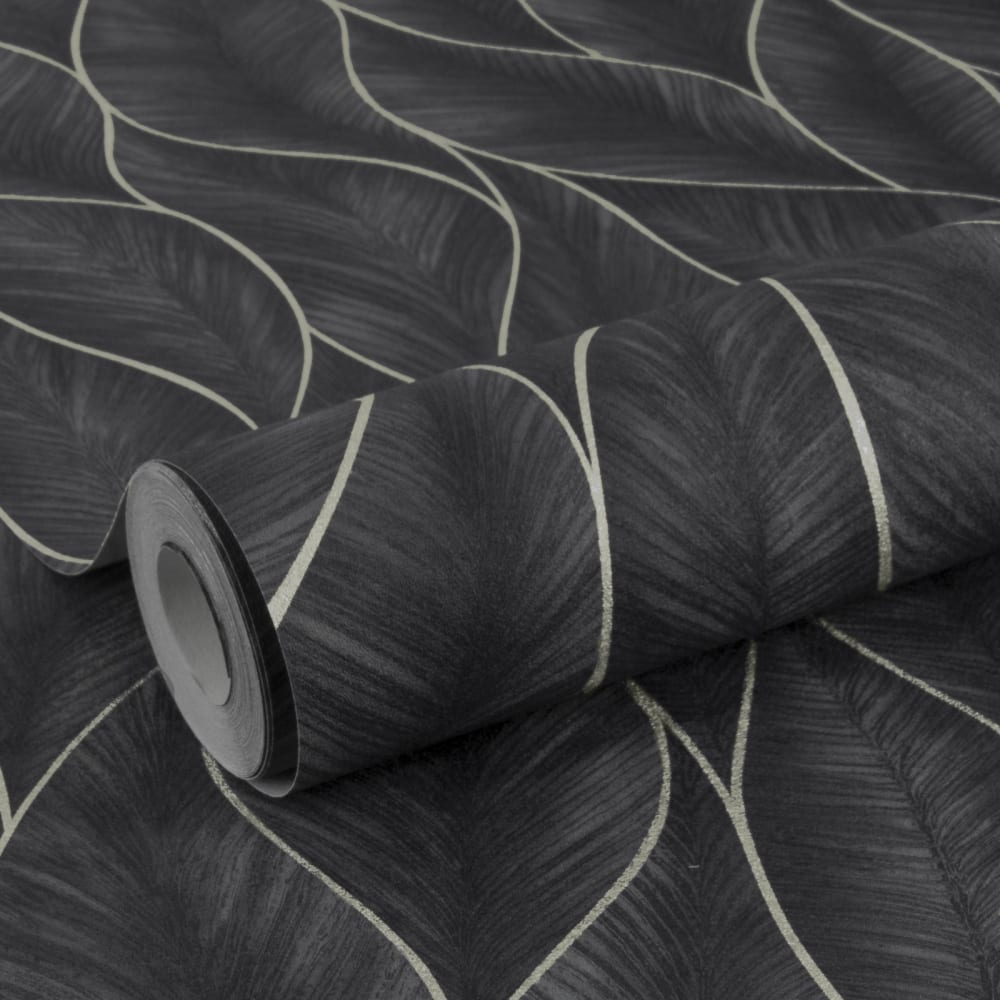 Papier peint mur feuillage anthracite 1005x52cm — vue 4