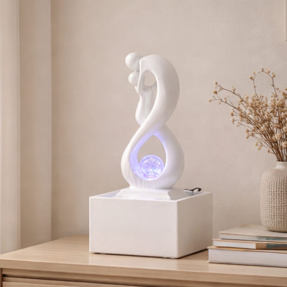 Fontaine moderne figurine amoureux amovible résine blanc - h31 - Maisons du Monde