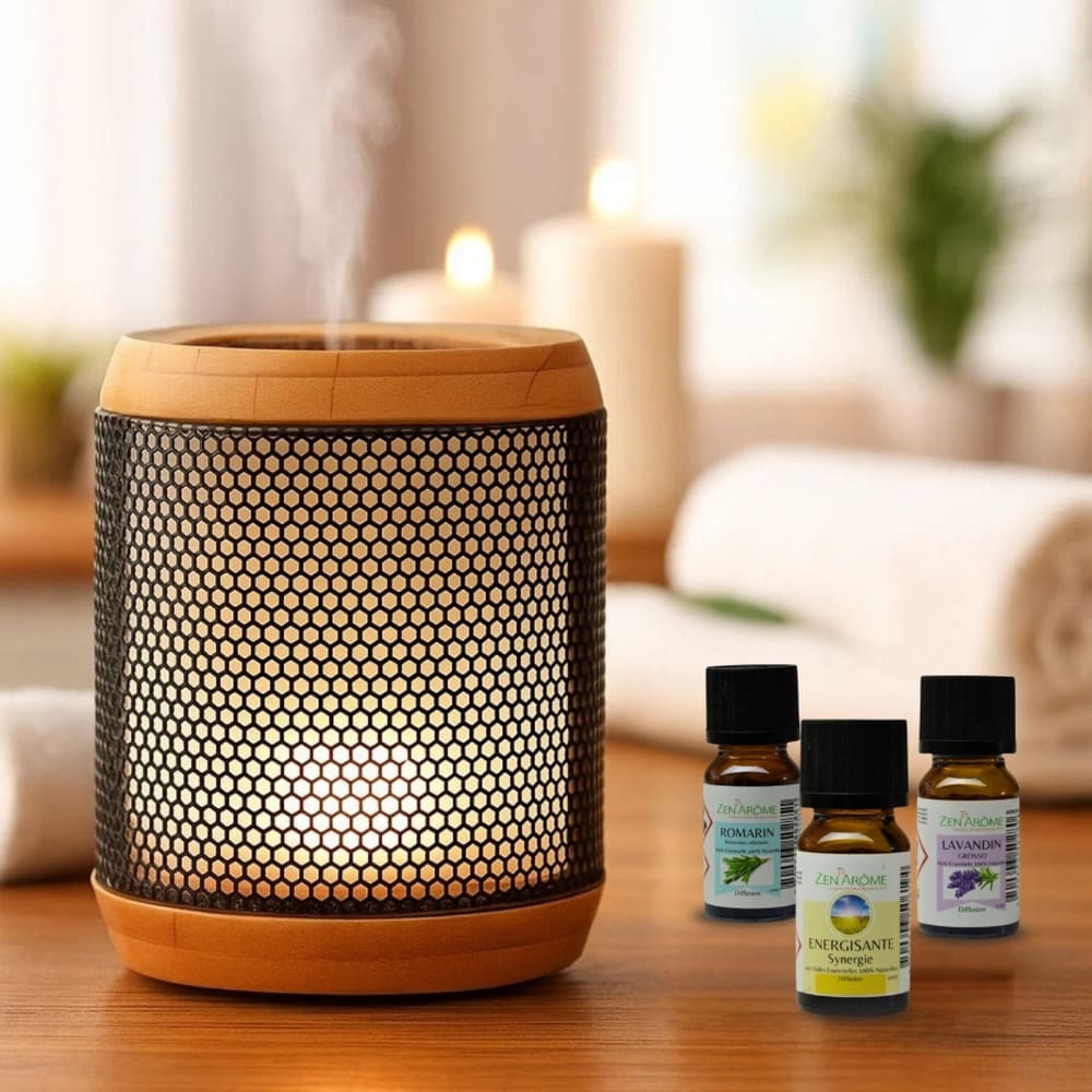 Diffusore a ultrasuoni e 3 oli speciali per lo sport - H14 - Nero - Metallo