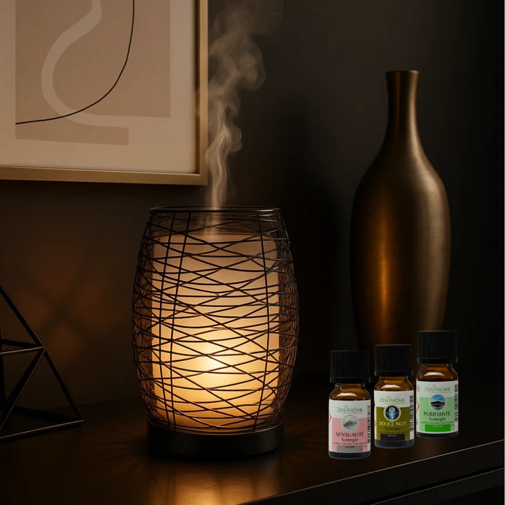 Diffusore a ultrasuoni Volupsia e 3 sinergie essenziali - Nero - Metallo