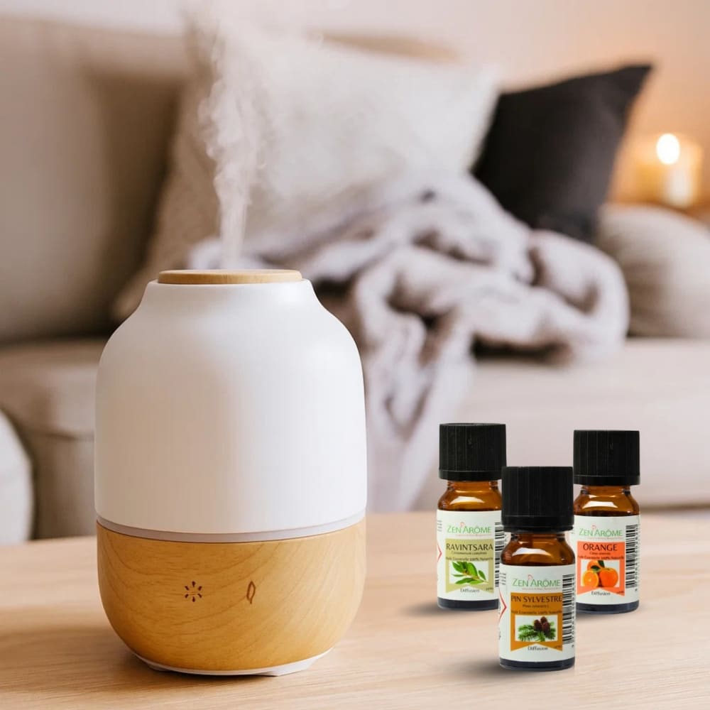 Diffusore a ultrasuoni bianco e trio di oli essenziali - H15,5 - Bianco - Ceramica