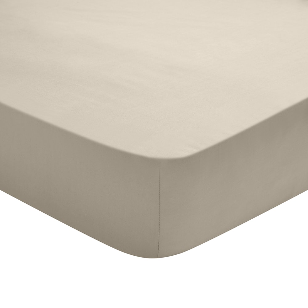 Drap housse coton sable 140x190 cm