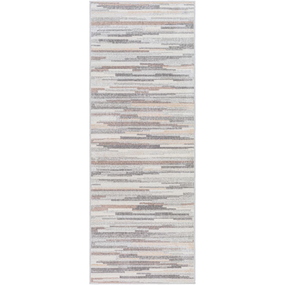 Tapis Couloir Scandinave Moderne Blanc/Marron 80x220