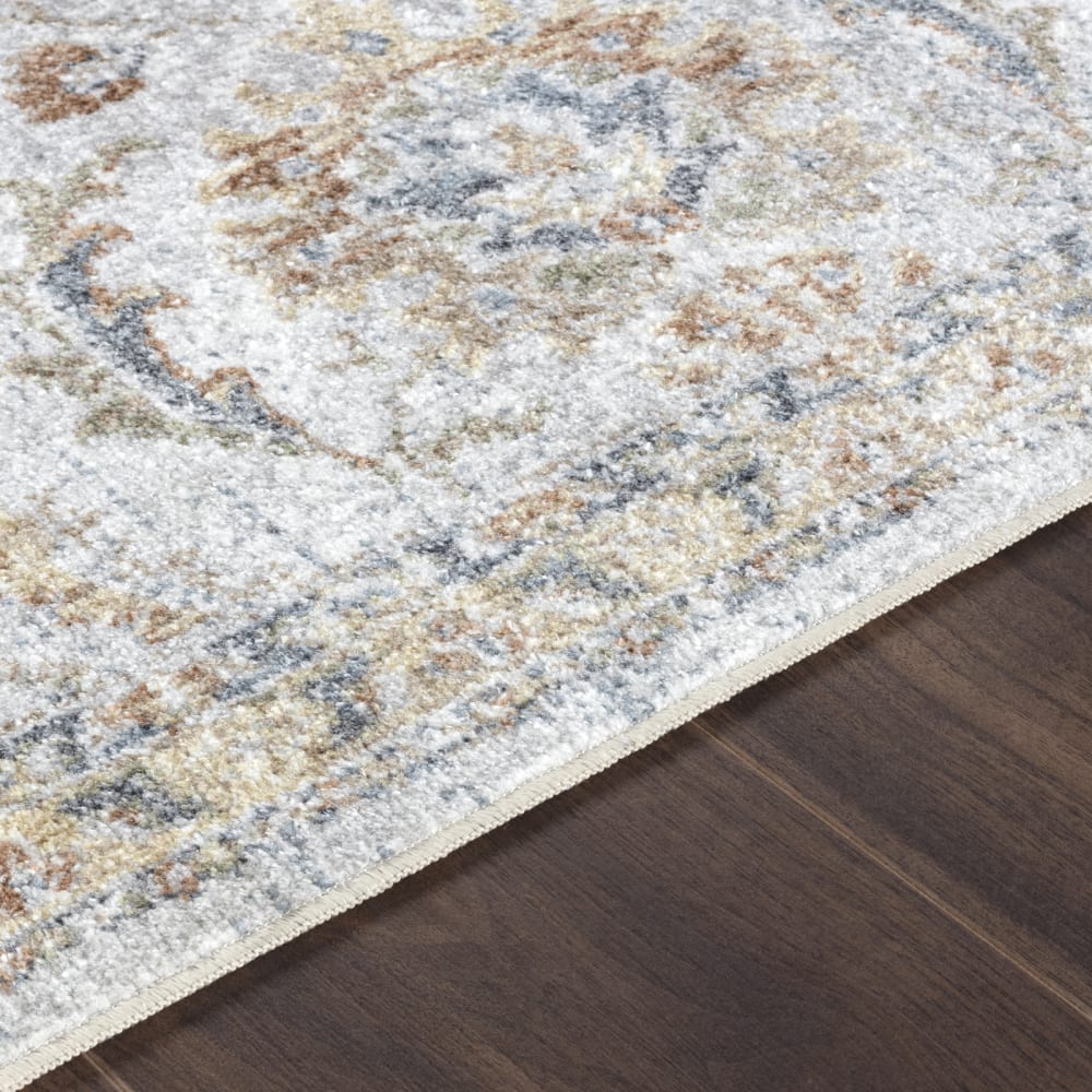 Tapis vintage lavable en machine gris/jaune 160x213 — vue 4
