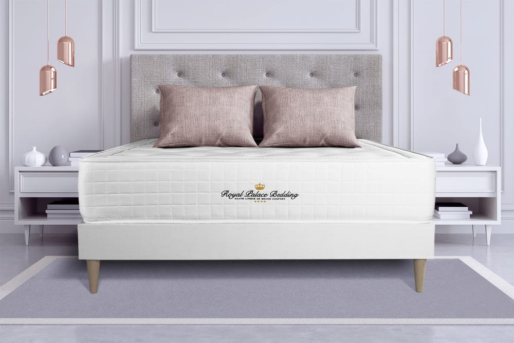 Somier blanco + colchón con espuma viscoelástica 135 x 190 - Maisons du Monde