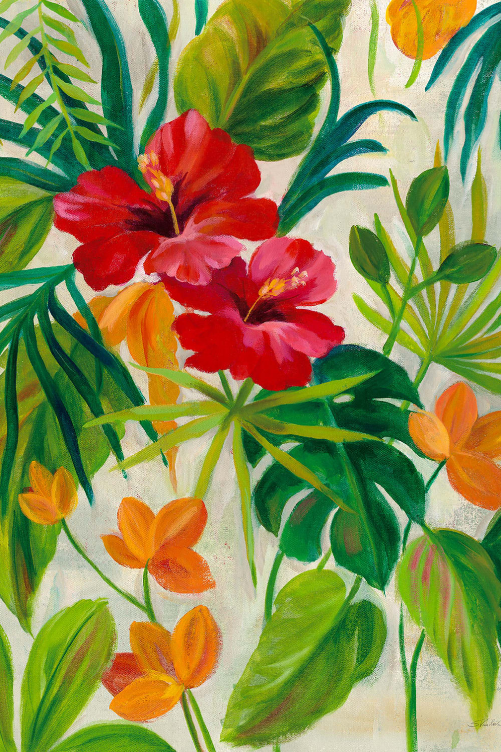 Stampa del giardino tropicale stampa su tela 30x45cm - Modello Vintage - Multicolore - PES - Poliestere