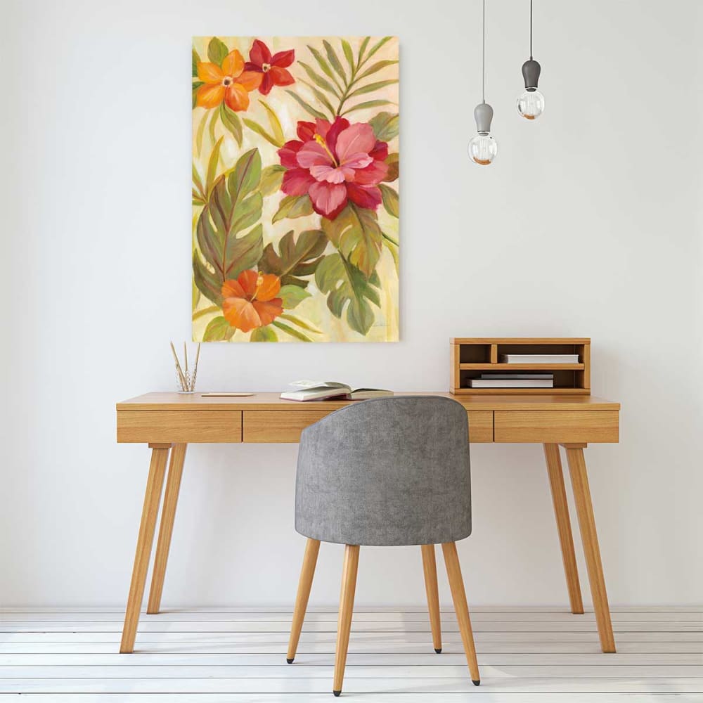 Tableau fleurs corail imprimé sur toile 60x90 cm