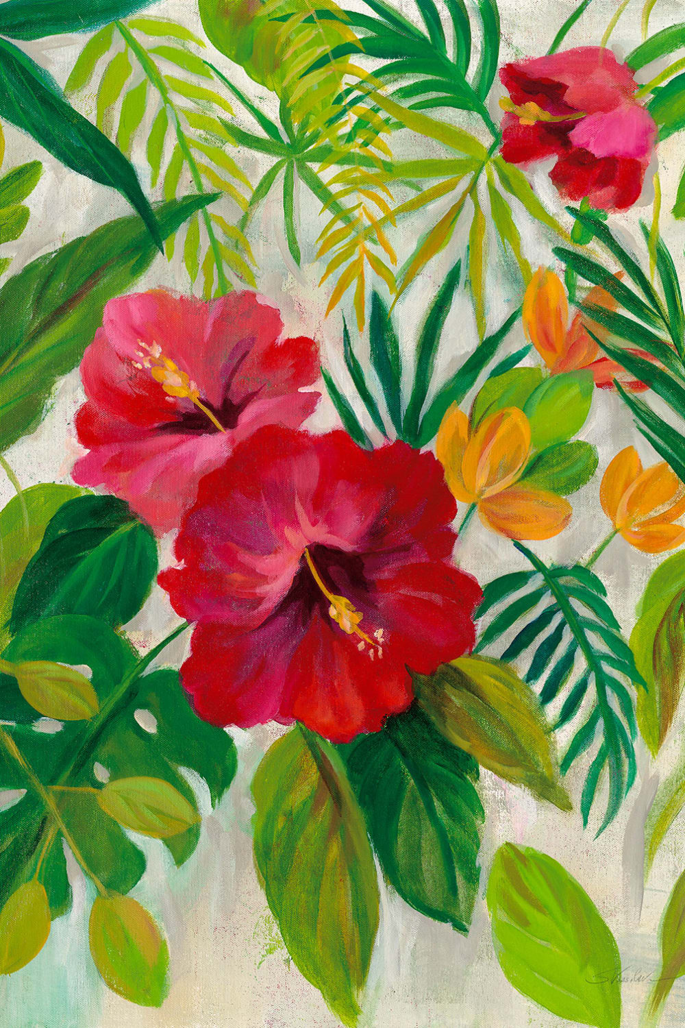 Tableau hibiscus des tropiques imprimé sur toile 40x60 cm