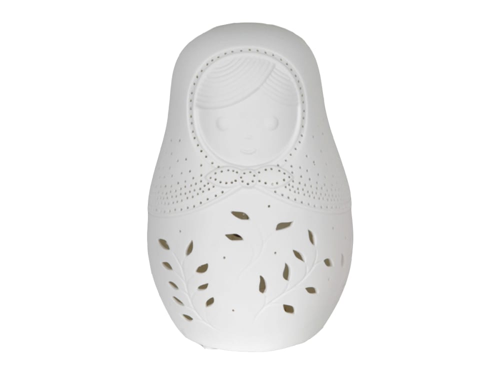 Amadeus Lampe à poser blanche poupée Russe style campagne Blanc Porcelaine - 13x24x13cm