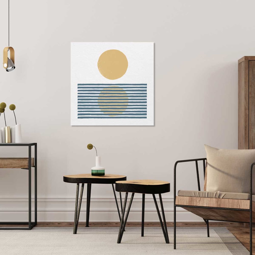 Tableau rayures bleues d'été imprimé sur toile 80x80 cm