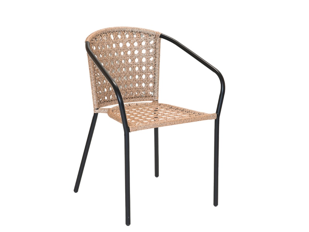 Fauteuil en résine tressée façon cannage résine noir