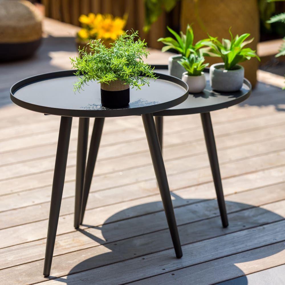 Table basse ronde semi gigogne métal anthracite D 60cm