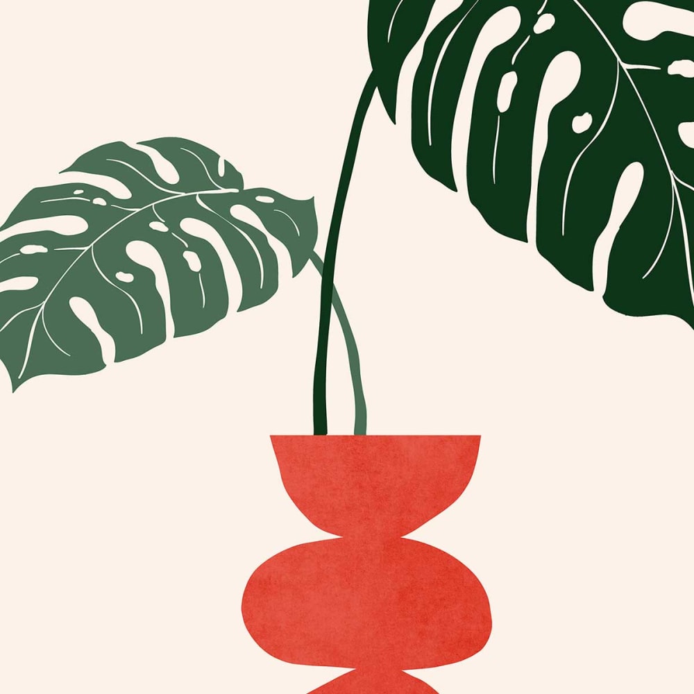 Tableau fleurs déco vase monstera imprimé sur toile 40x60 cm — vue 4