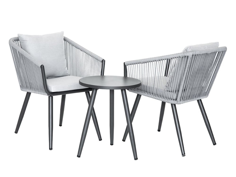 Salon détente en corde tressée aluminium gris