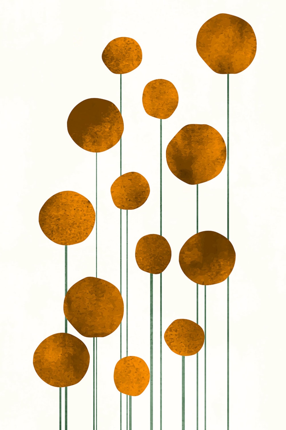 Stampa di fiori d'acqua d'oro stampa su tela 60x90cm - Modello Contemporaneo - Verde - PES - Poliestere