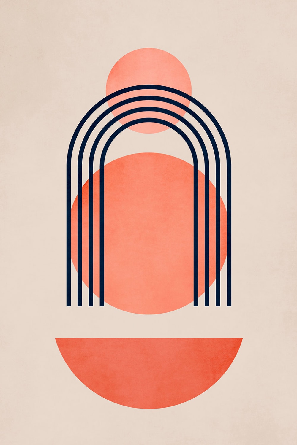 Tableau dessin Bauhaus abstrait imprimé sur toile 60x90 cm