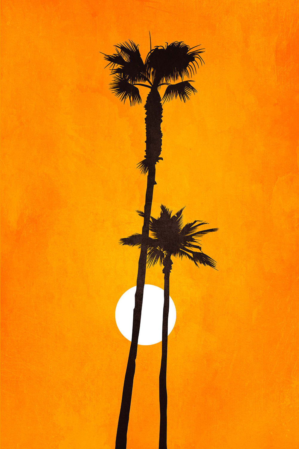 Stampa scandinava palma al tramonto stampa su tela 30x45cm - Modello Contemporaneo - Arancione - PES - Poliestere