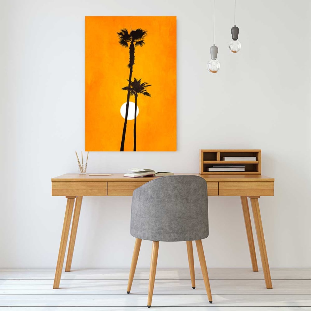 Tableau scandinave sunset palm imprimé sur toile 60x90 cm