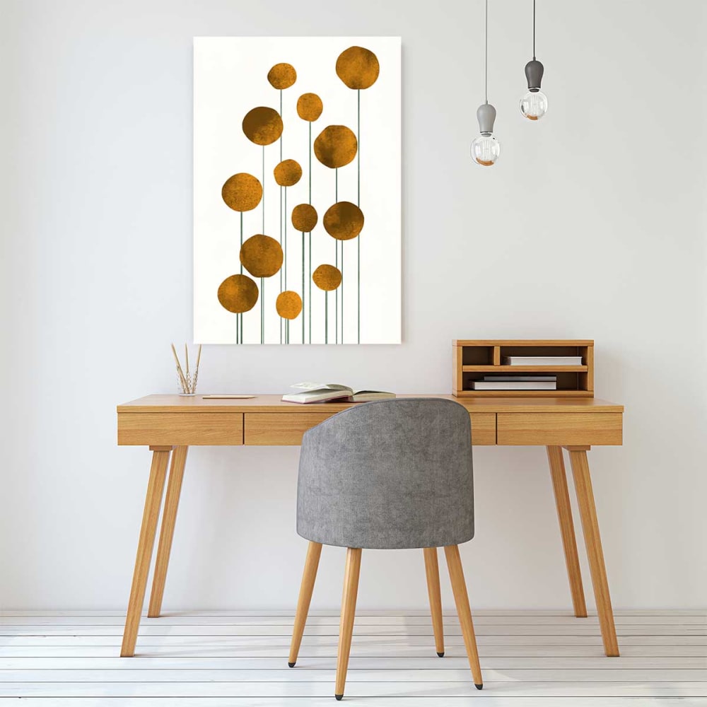 Cuadro de flores de agua doradas impresión sobre lienzo 30x45cm - Maisons du Monde