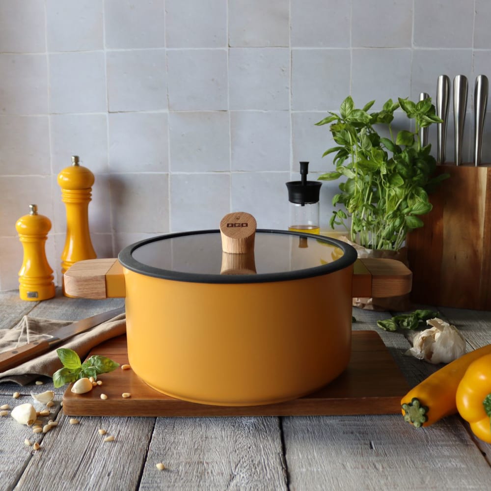 Faitout 24cm avec revêtement céramique jaune - tous feux