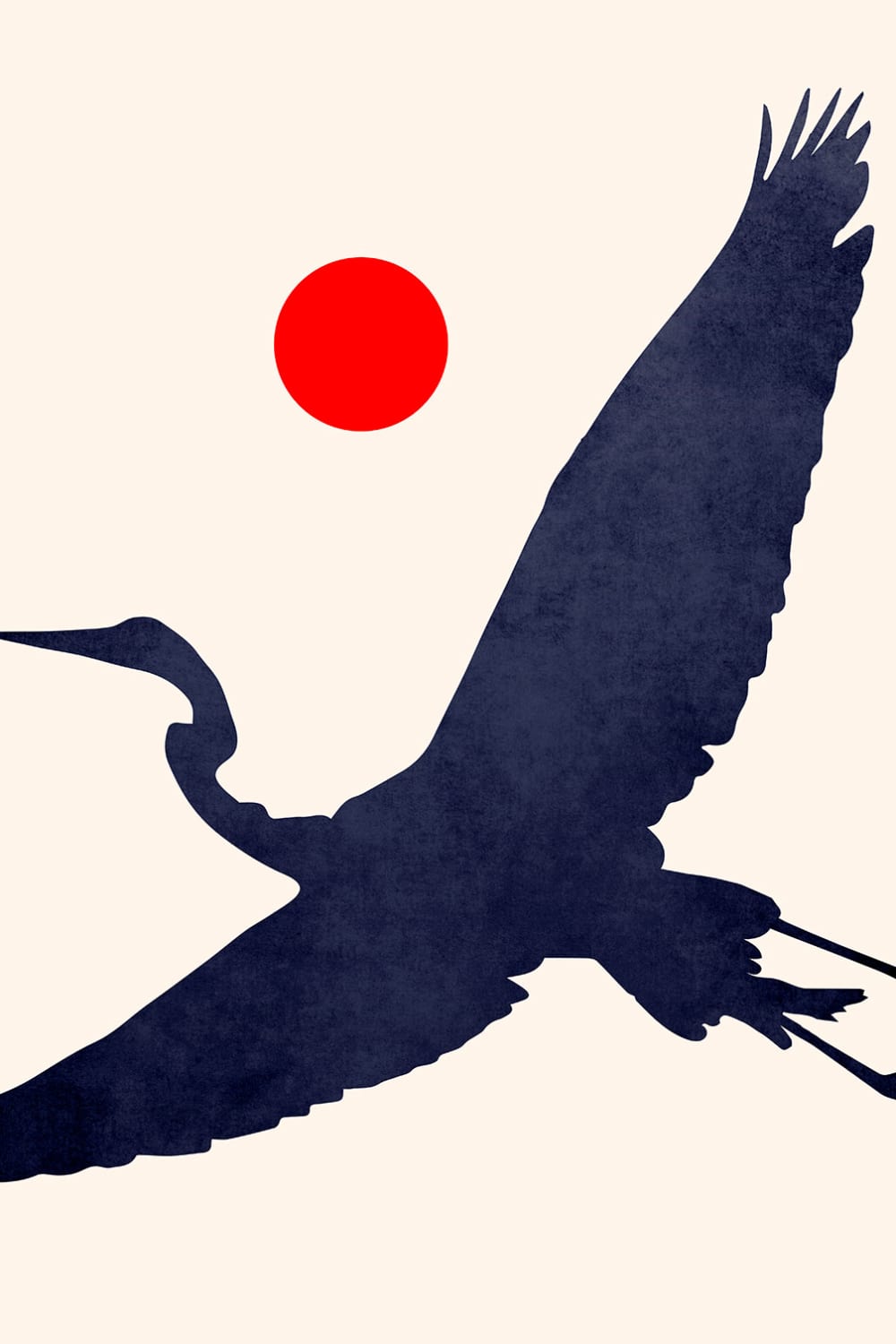 Tableau animaux Grue au soleil levant imprimé sur toile 30x45 cm