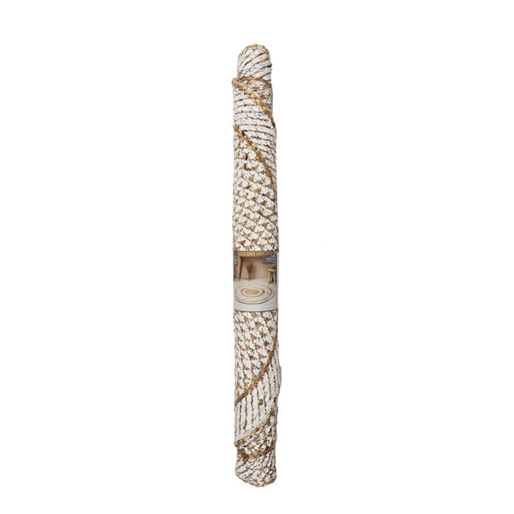 Tapis rond en jute avec imprimé d.90cm blanc — vue 4