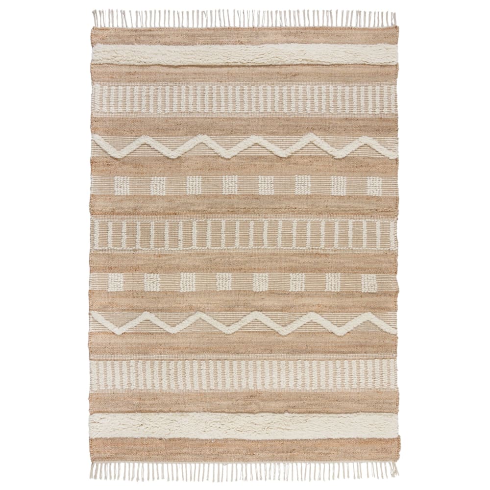 Flair Rugs Tapis en jute à reliefs crème et beige style contemporain