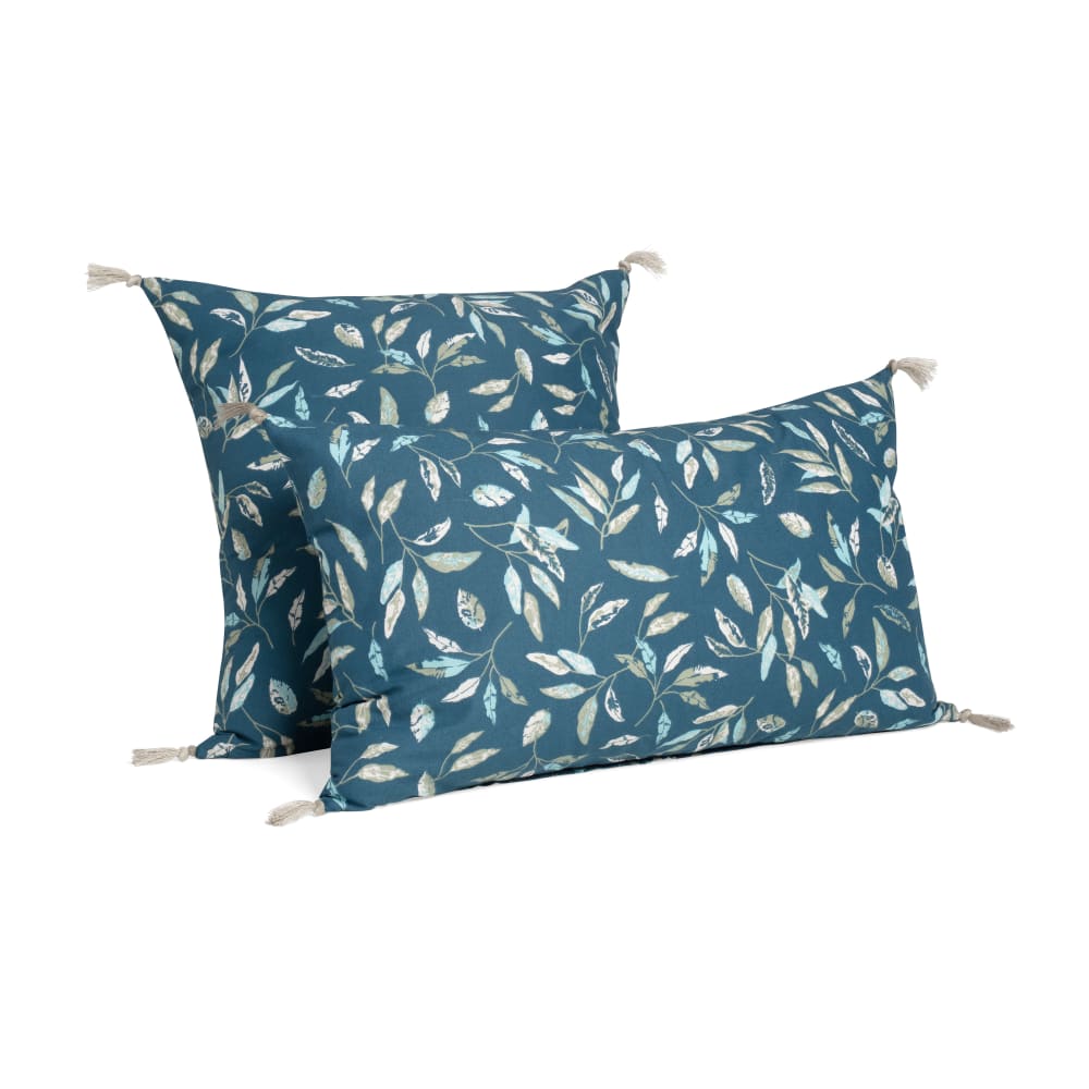 Housse de coussin imprimé en coton Indigo, kaki 33x57cm