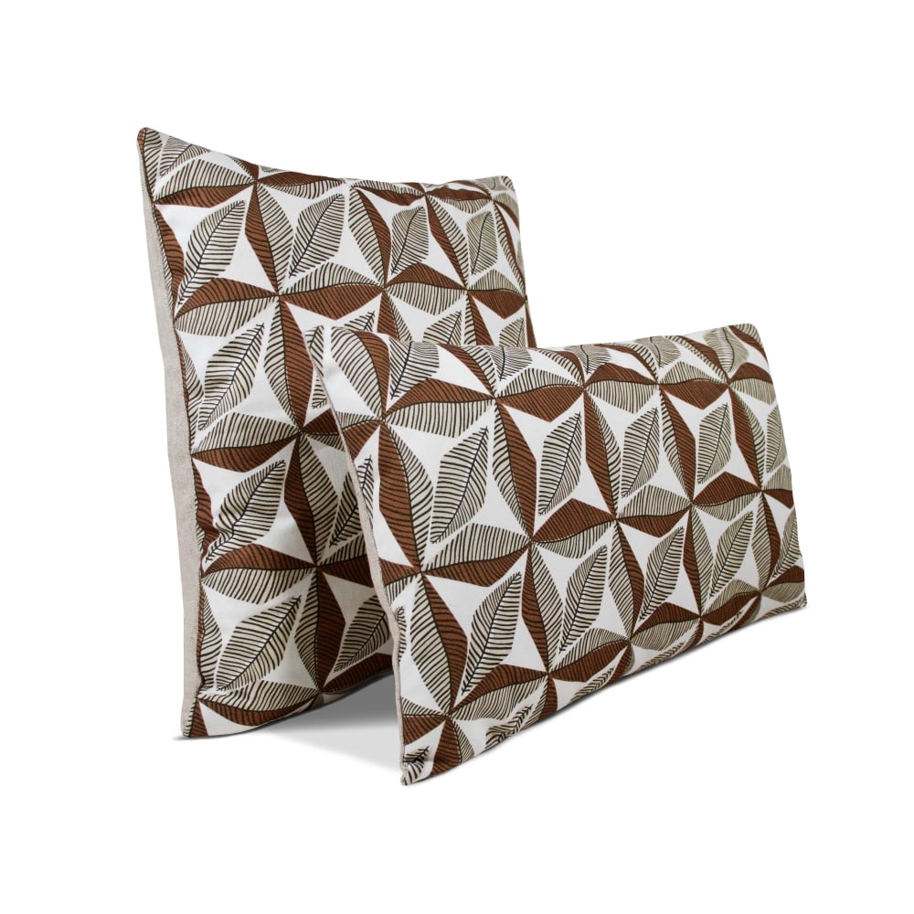 Housse de coussin bi matière en lin et coton Cuivre 33x57cm - Maisons du Monde