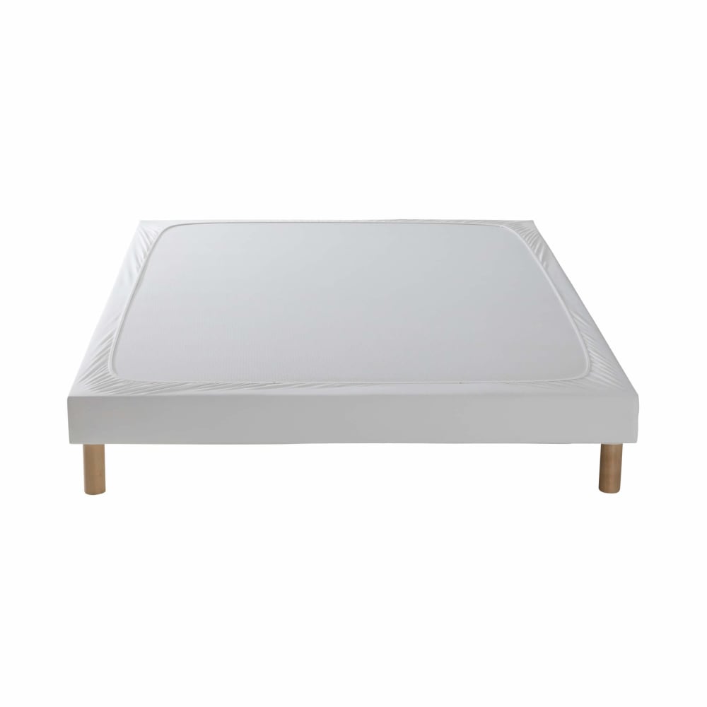 Cache sommier coton jersey blanc 160x200
