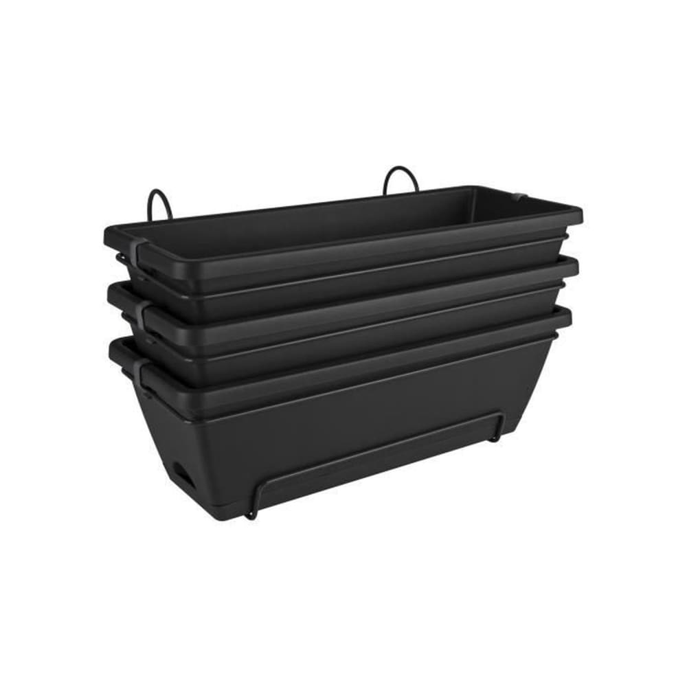 Jardinière 50x20 cm en plastique anthracite - Maisons du Monde