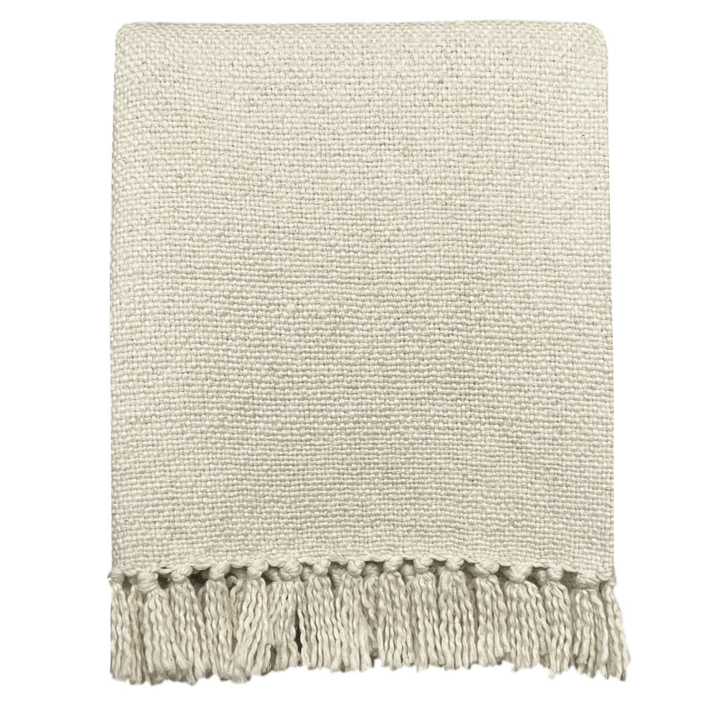 Plaid in cotone bianco argilla 127x152 - Malagoon