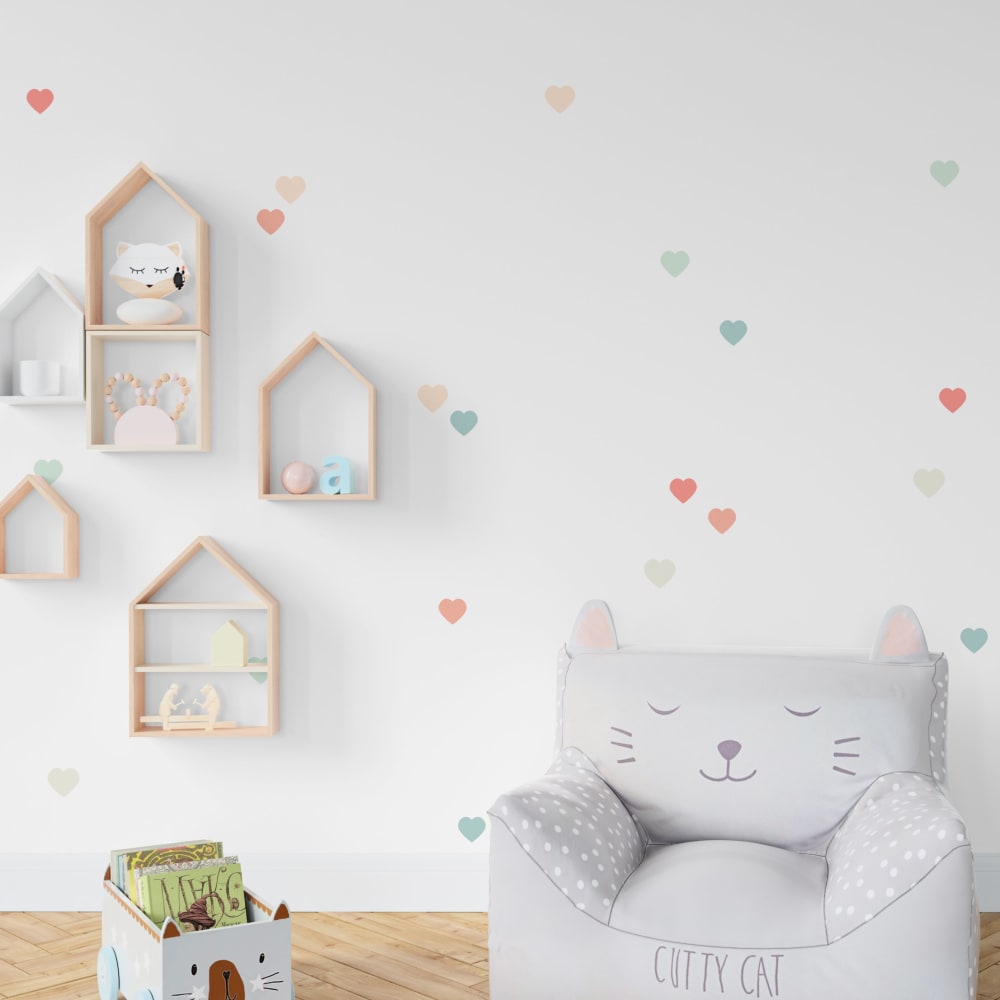 Stickers muraux en vinyle coeurs pêche et vert - Maisons du Monde